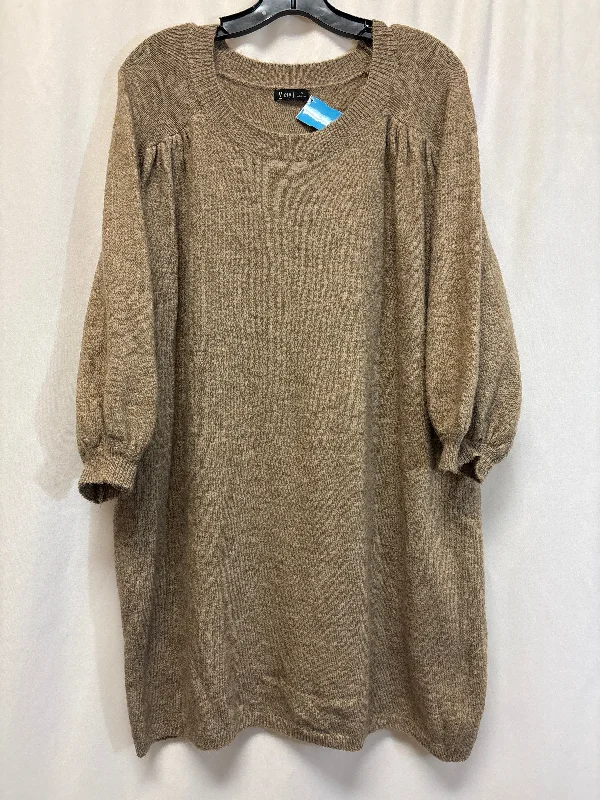 Tunic 3/4 Sleeve By Very J In Brown, Size: 2x