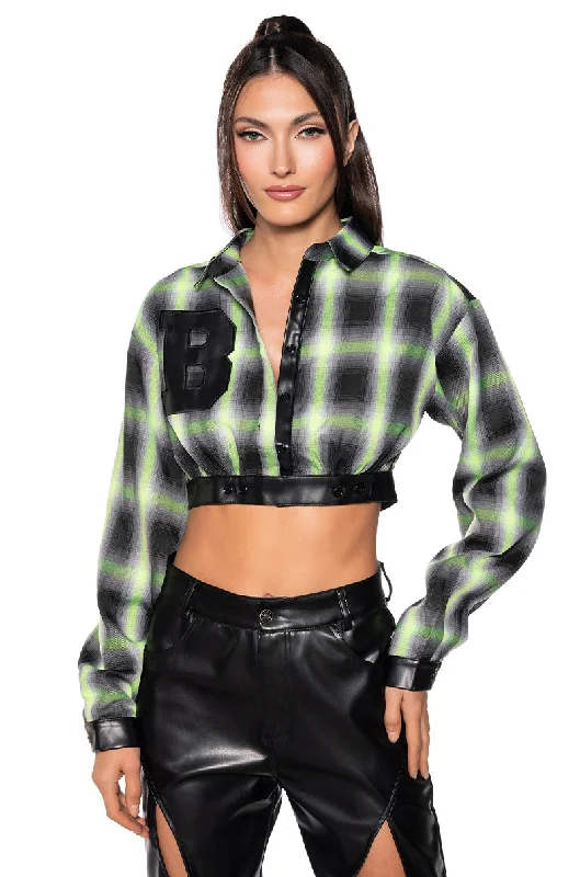 FABULOUS LONG SLEEVE PLAID BUTTON DOWN BLOUSE