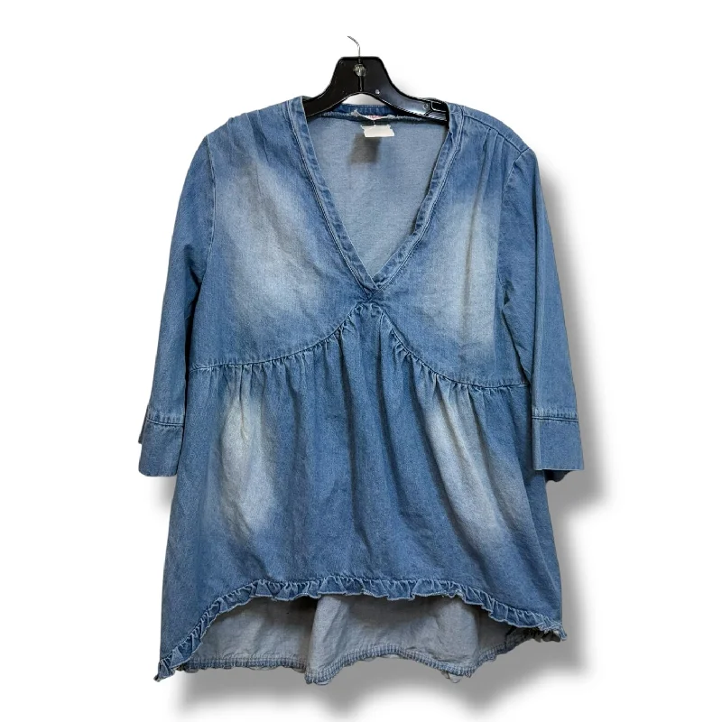 Top 3/4 Sleeve By Clothes Mentor In Blue Denim, Size: M