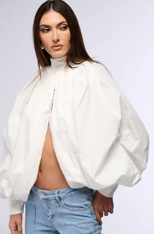 MASTERPIECE WHITE PUFF LONG SLEEVE TOP