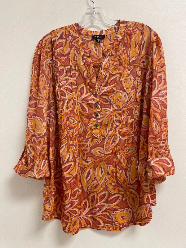 Top 3/4 Sleeve By Cocomo In Orange, Size: 2x