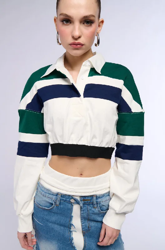 MYLAH CROPPED COLLARED LONG SLEEVE SHIRT