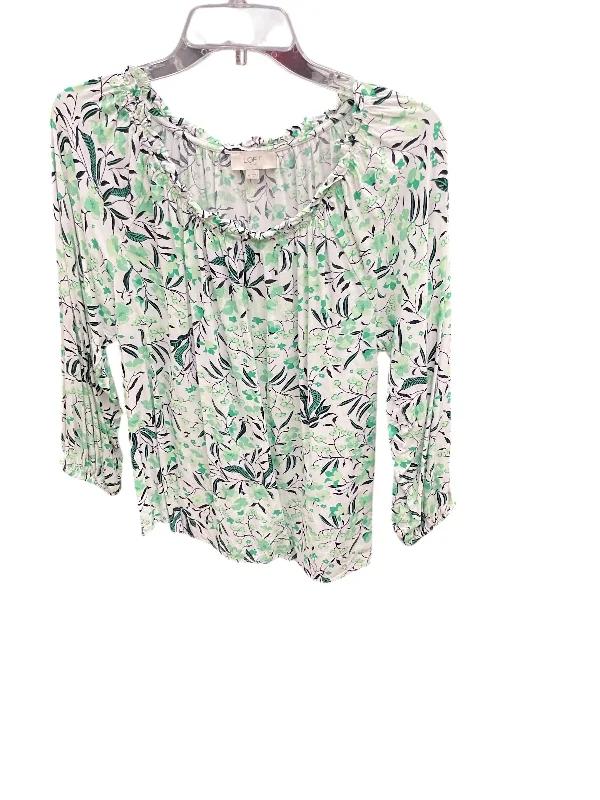 Top 3/4 Sleeve By Loft In Green, Size: M