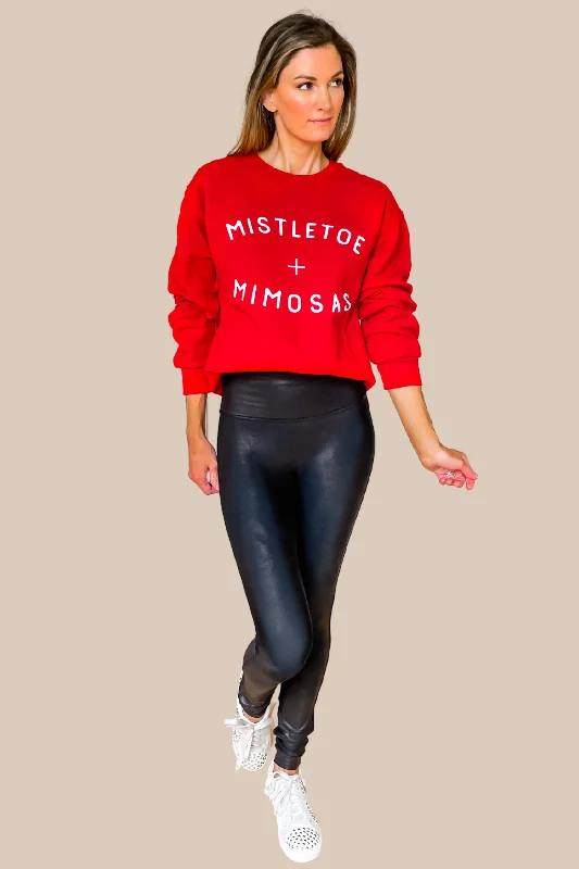 Mistletoe and Mimosas Red Graphic Sweatshirt - SALE