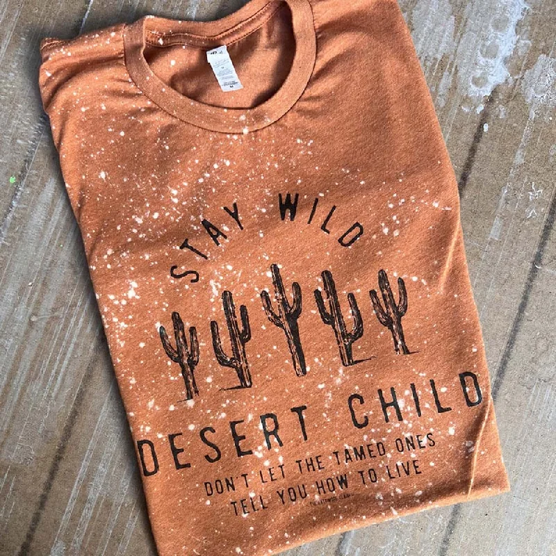 Online Exclusive | Stay Wild Desert Child with Cactus Short Sleeve Graphic Tee in Bleached Harvest