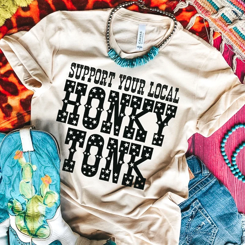 Online Exclusive | Support Your Local Honky Tonk Short Sleeve Graphic Tee in Cream