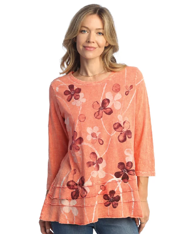 Jess & Jane "Parfait" Floral Print Layered Tunic Top - M66-1937