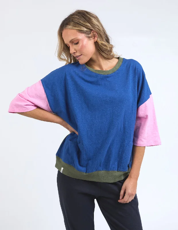 Elm Maize Colour Block Sweat China Blue/Pretty Pink/Clover