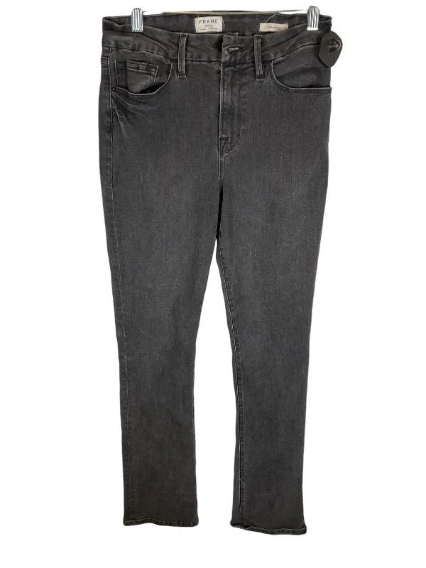 Jeans Boot Cut By Frame In Black Denim, Size: 4