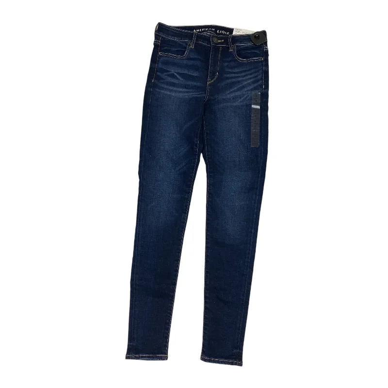 Jeans Skinny By American Eagle In Blue Denim, Size: 4