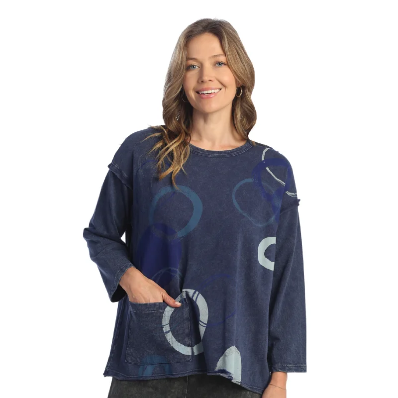 Jess & Jane "Puzzle" Mineral Washed Drop Shoulder Top - M111-1871