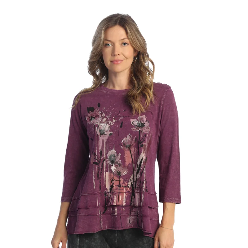 Jess & Jane "Sierra" Floral Print Layered Tunic Top - M66-1820