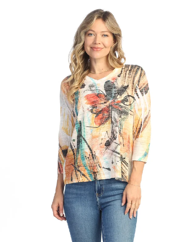 Jess & Jane "Sola" Burnout Hi-Low Tunic Top - AJ3-1860