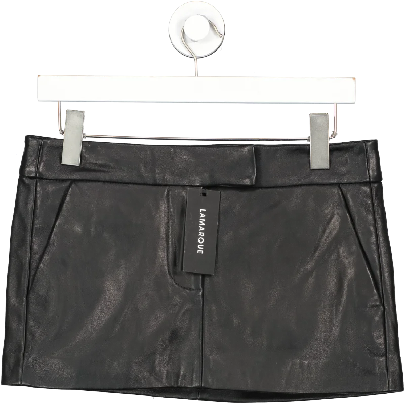 Lamarque Black Inaya Leather Micro Mini Skirt UK XS