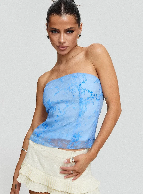 Marcelline Strapless Top Blue