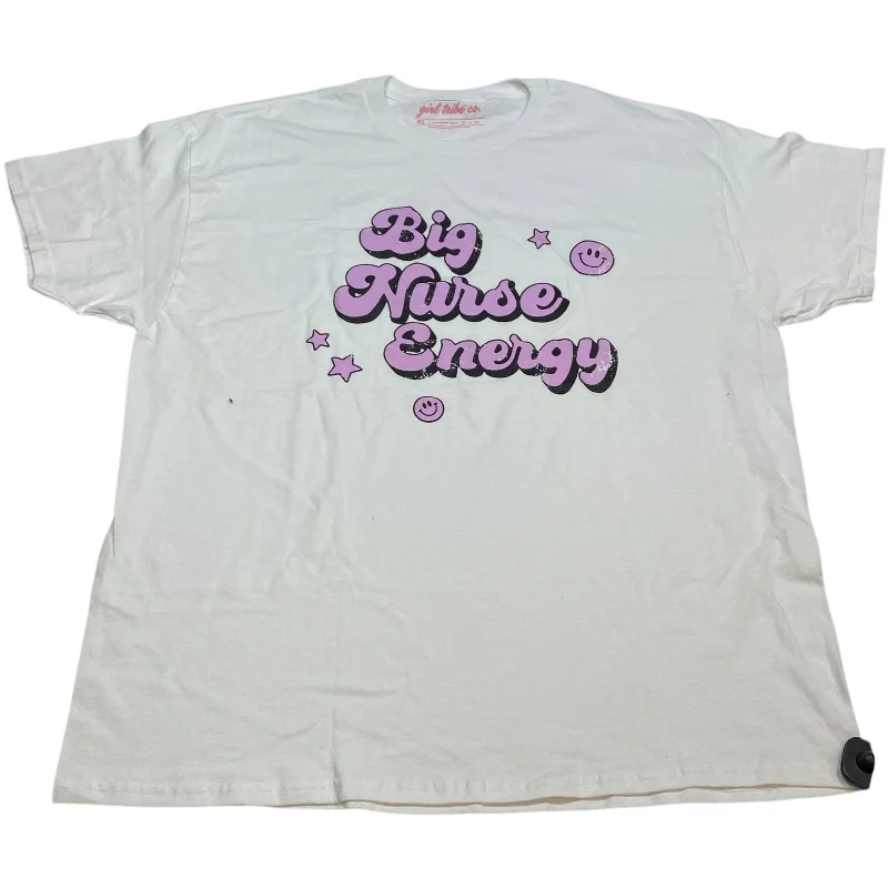 Top Short Sleeve By Girl Tribe Co In White, Size: Xl