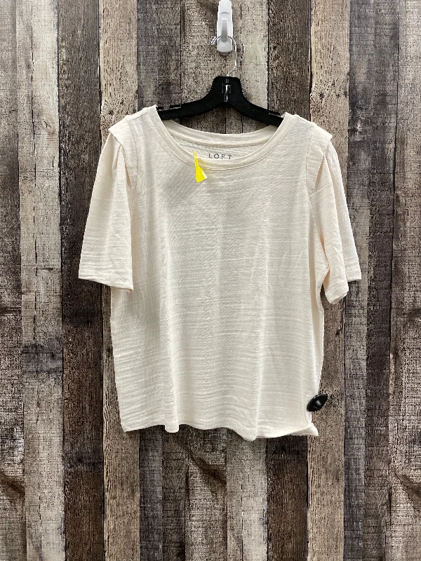 Top Short Sleeve By Loft In Ivory, Size: L