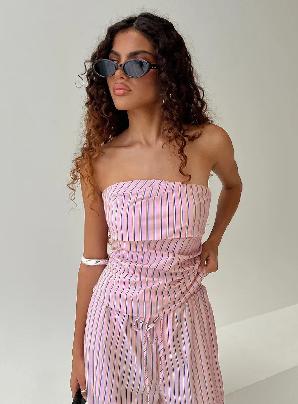 Xandria Strapless Top Pink Stripe