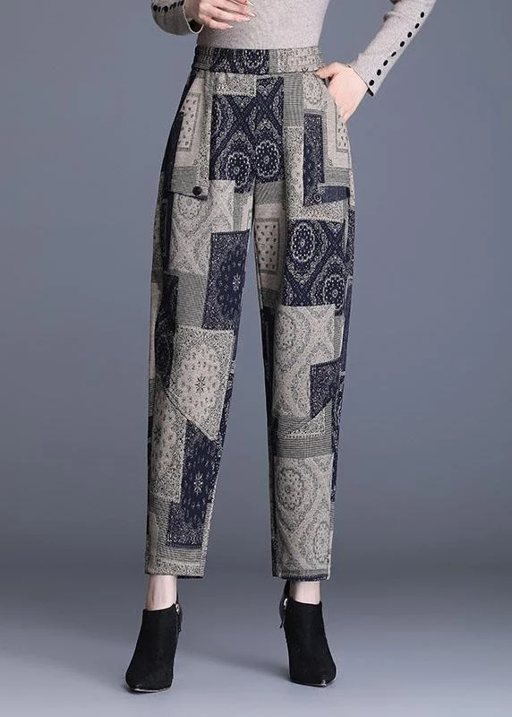 Fashion fashion Print Pockets Straight Fall Pants