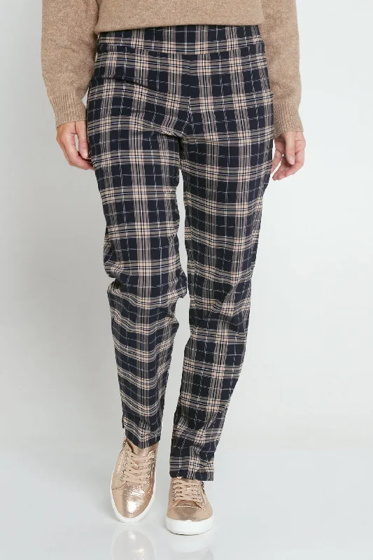 Lynne Pants - Navy/Beige Check