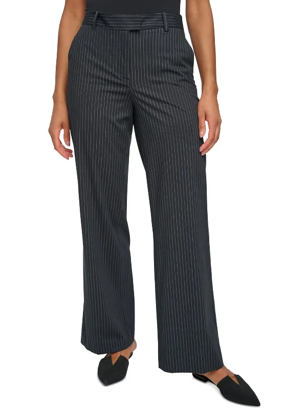 Womens High Rise Pinstripe Wide Leg Pants