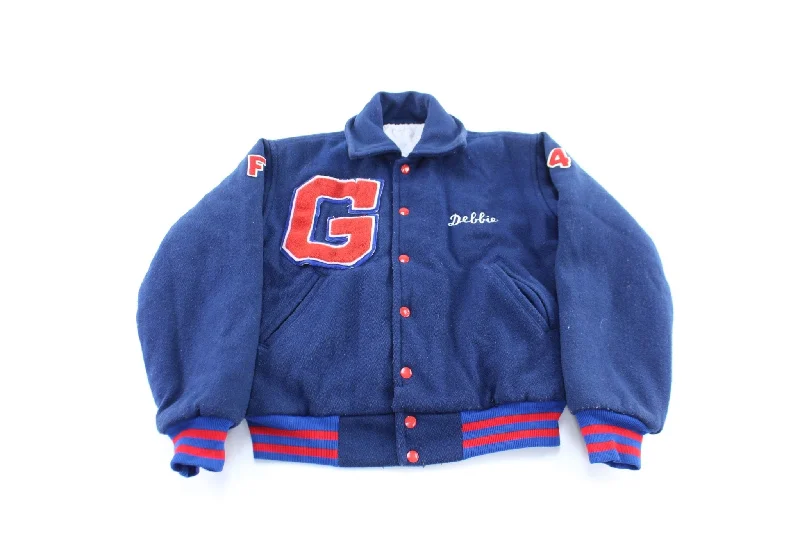 1982 Embroidered Red & Blue Varsity Jacket