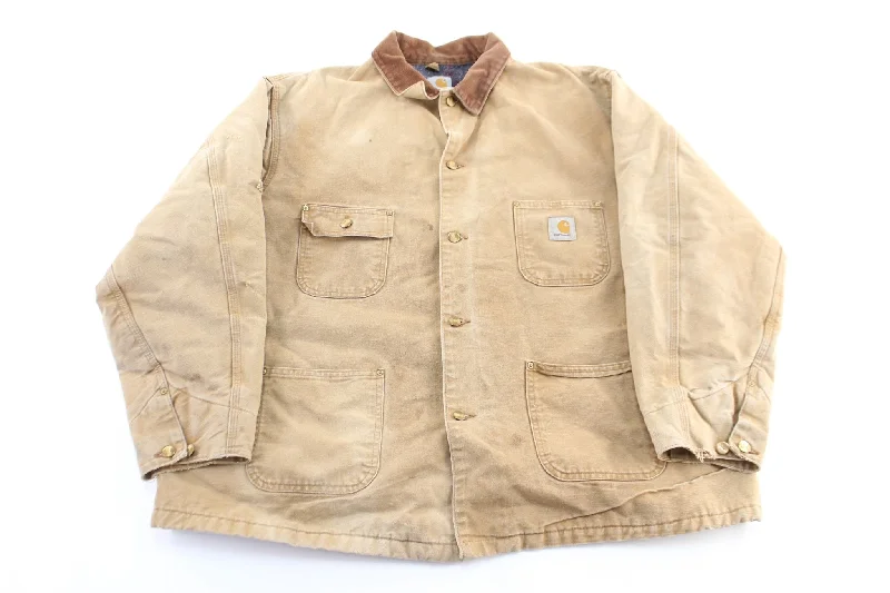 Carhartt Logo Patch Blanket Lined Tan Chore Jacket