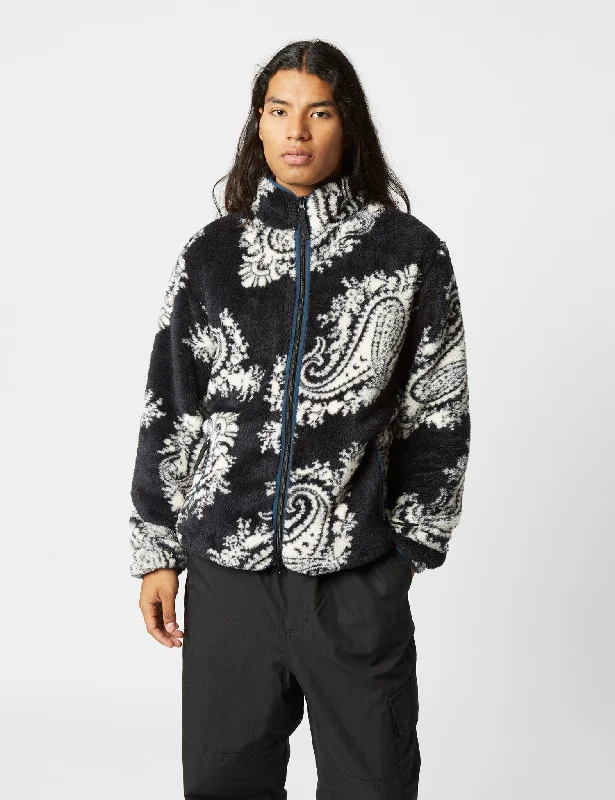 Carhartt-WIP Jebson Fleece Jacket (Paisley Big Print) - Black/Squid Dark Blue