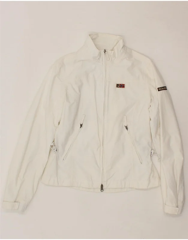 NAPAPIJRI Womens Bomber Jacket UK 14 Medium White Polyamide