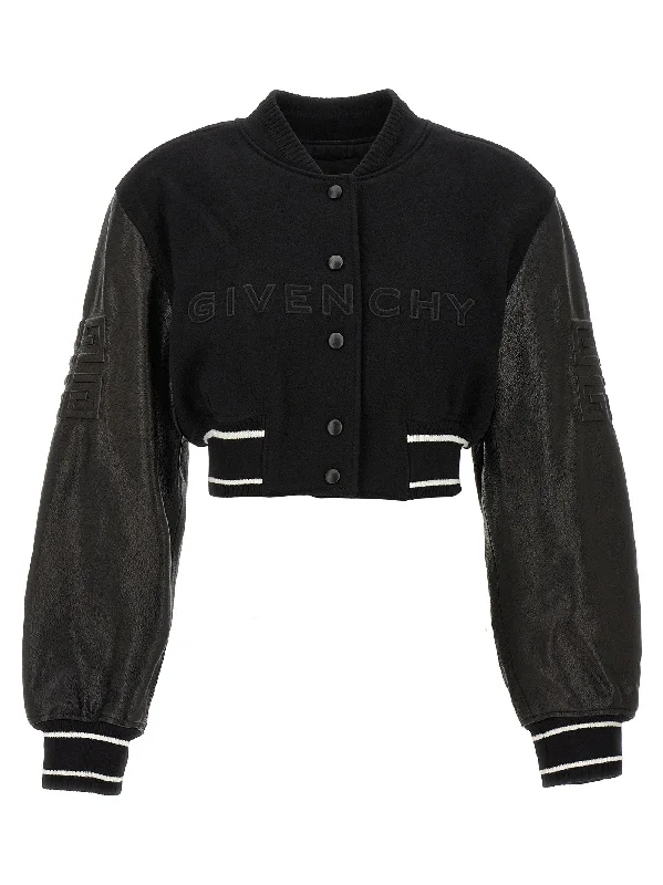 Varsity Cropped Bomber Jacket