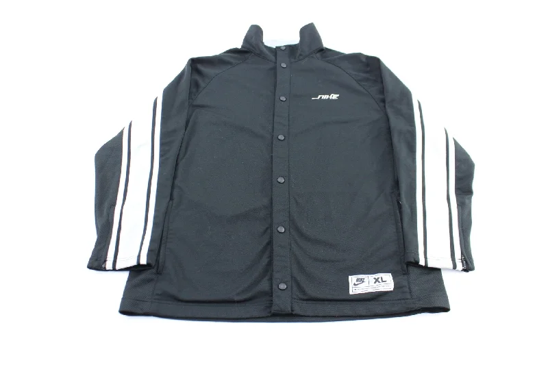 Y2K Nike Embroidered Logo Black Striped Jacket