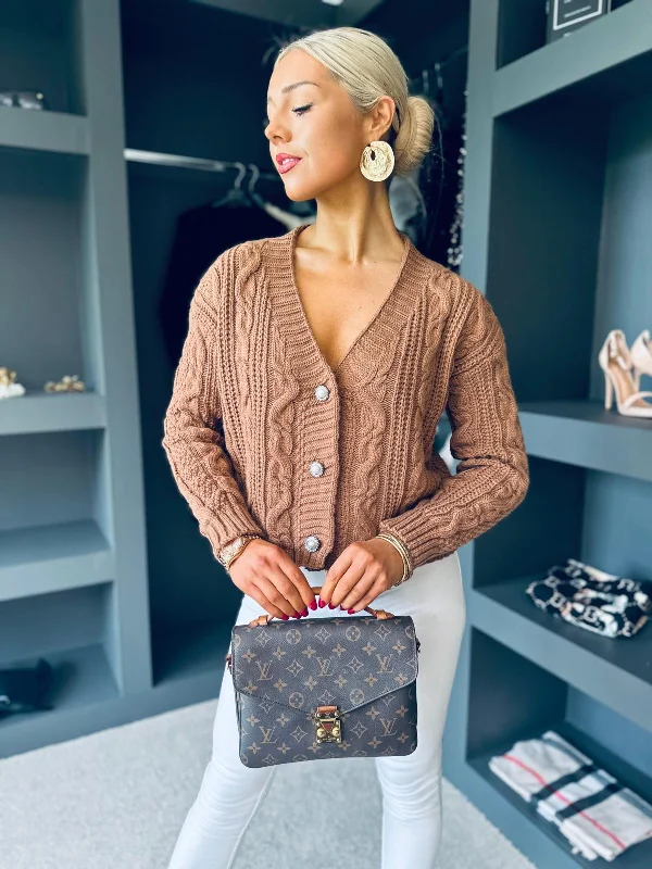 Pearl Detailed Cardi Camel