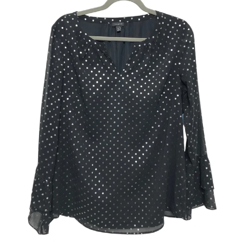 Blouse Long Sleeve By Talbots In Black & Silver, Size: M