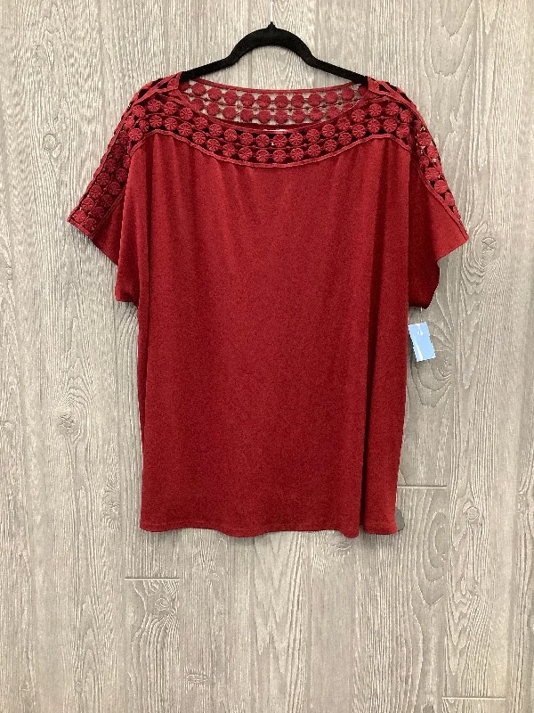 Blouse Short Sleeve By Cato In Red, Size: 3x