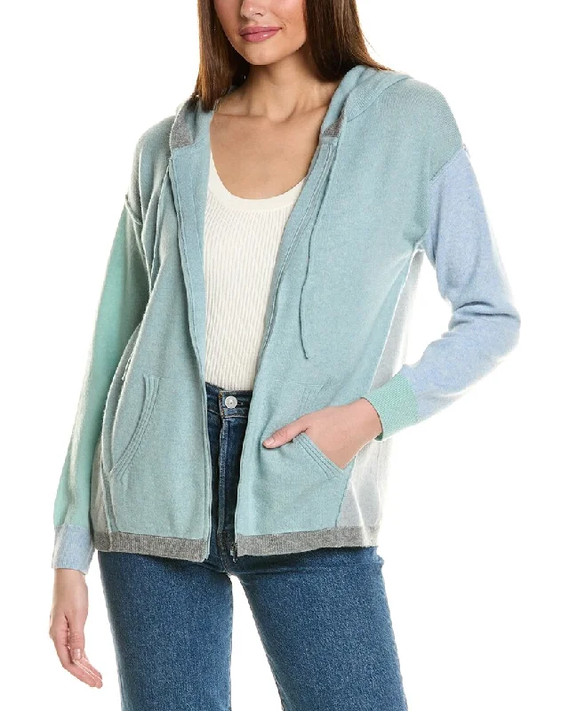 Collaboration Rachel Colorblocked Zip Cashmere Hoodie