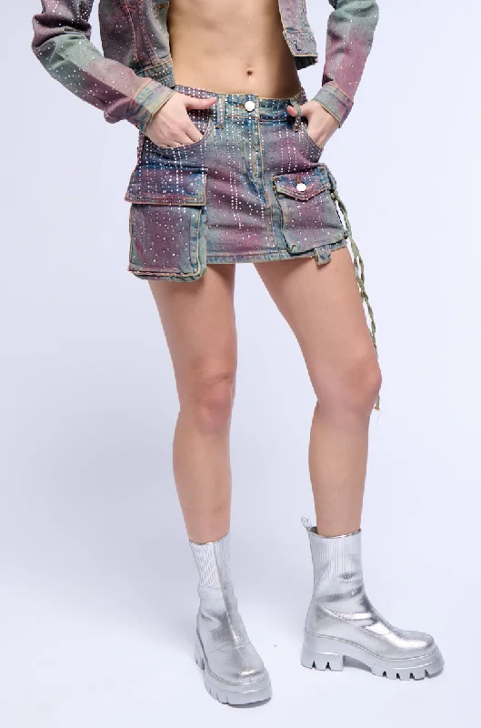 DOLL RHINESTONE DENIM SKIRT