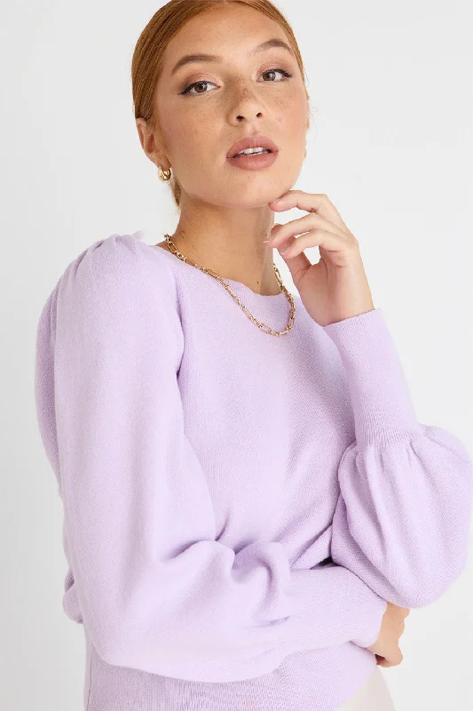 Belladonna Lilac Poet Sleeve Fine Knit Jumper