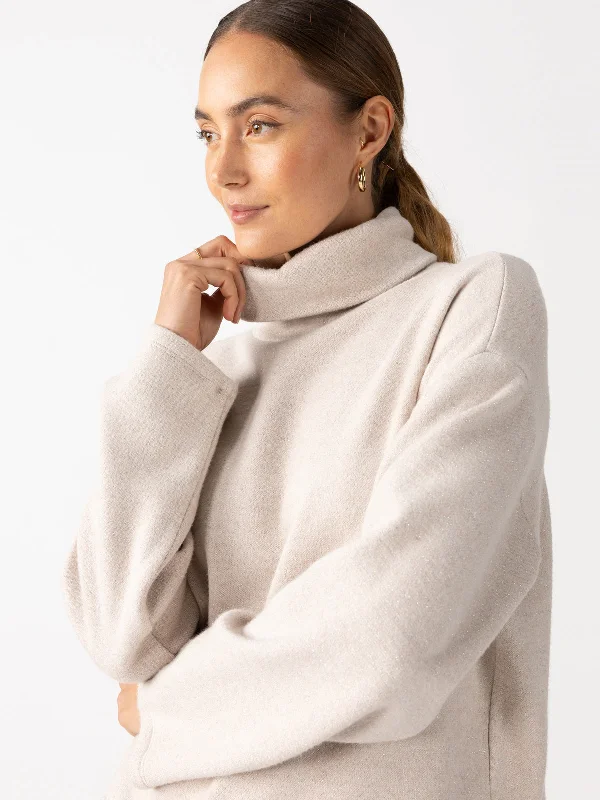 Cozy Lurex Popover Top Coconut Smoke