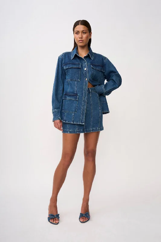 Della Denim Structured Jacket | Final Sale - Blue Wash