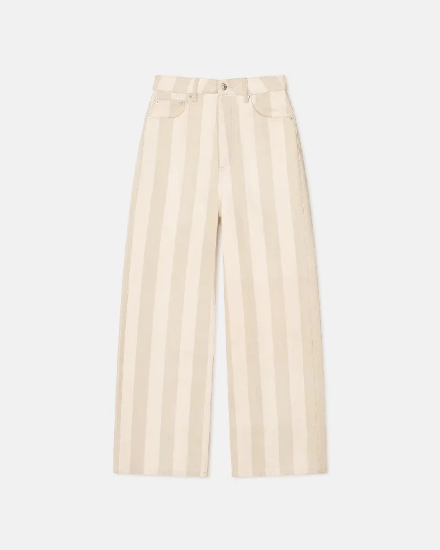 Josine - Striped Wide-Leg Jeans - Creme