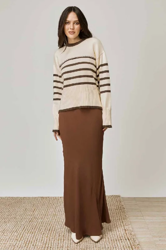 Rhythm Oatmeal Coffee Stripe Knit